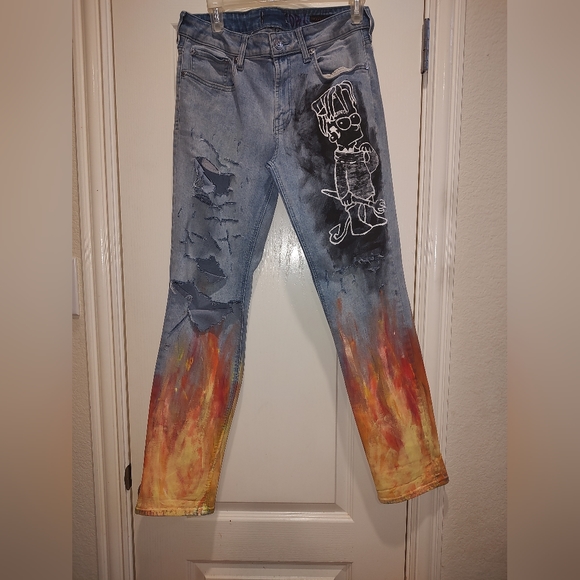 Custom Simpson hell boy men's jeans size 30x30